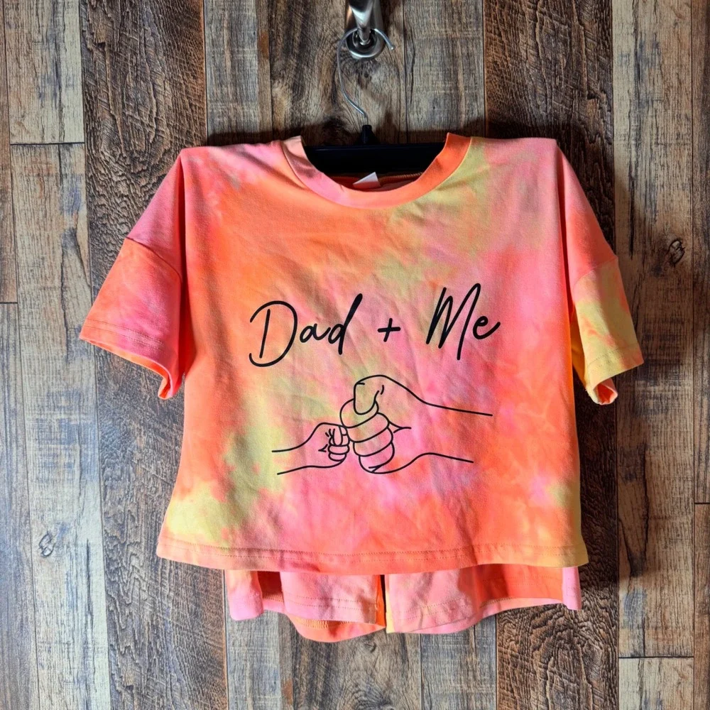 Dad + Me Tie Dye‎ Kids Outfit Set, Short Sleeve Crop Top & Shorts-6T